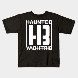 Haunted Birthday Text Logo (white) Kids T-Shirt